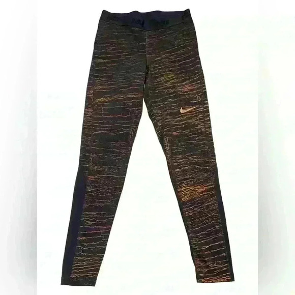 Nike Victory Metallic Crackle M-Rise Training Leggings Size Medium - Picture 4 of 7